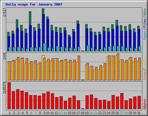 Daily usage for January 2007