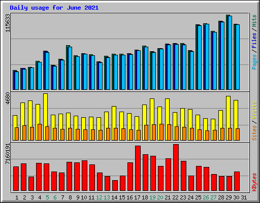 Daily usage for June 2021