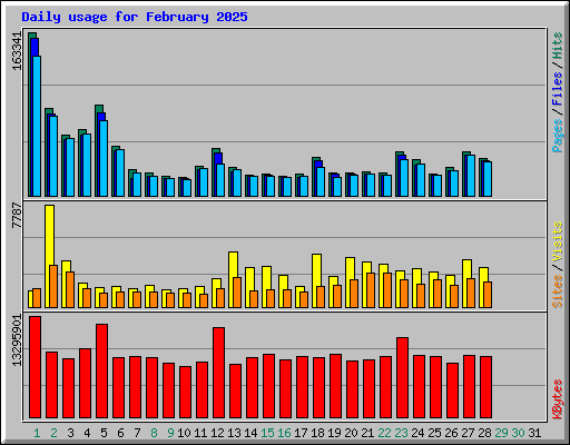 Daily usage for February 2025