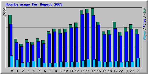 Hourly usage for August 2005