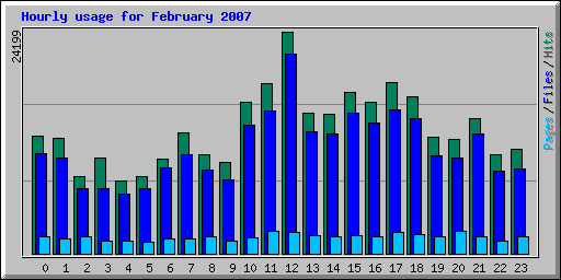 Hourly usage for February 2007