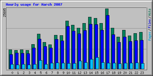 Hourly usage for March 2007