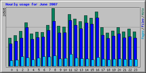 Hourly usage for June 2007
