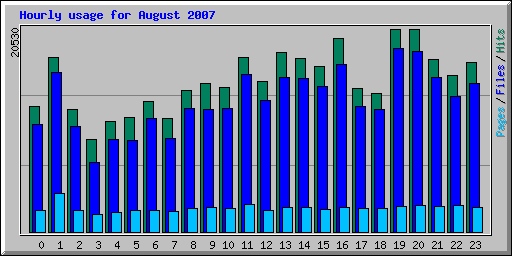 Hourly usage for August 2007