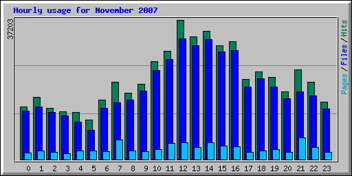 Hourly usage for November 2007