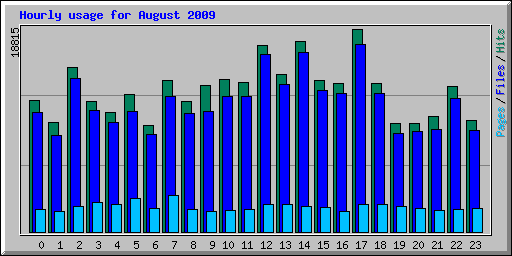 Hourly usage for August 2009