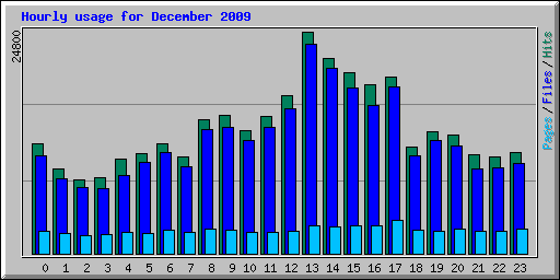 Hourly usage for December 2009