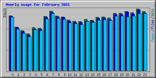 Hourly usage for February 2021